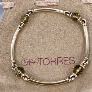Omar Torres Lemon Quartz Bar Station Bangle Bracelet 14K over Sterling Silver